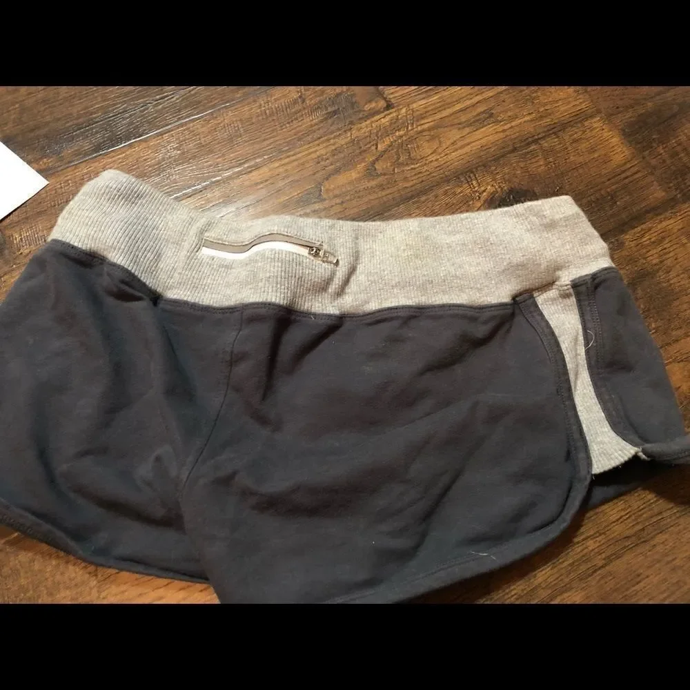 Mondetta Blue and gray cotton/spandex shorts with small zipper in back for a key